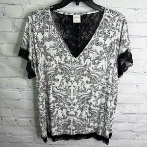 SOMA Black & White Lace Pajama Short Set Large Medium